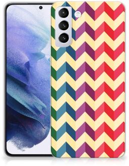 B2Ctelecom TPU Siliconen Hoesje Samsung Galaxy S21 Plus Doorzichtig Hoesje Zigzag Color