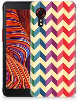 B2Ctelecom TPU Siliconen Hoesje Samsung Galaxy Xcover 5 Doorzichtig Hoesje Zigzag Color