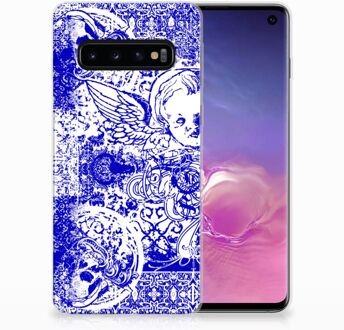 B2Ctelecom TPU Siliconen Hoesje Samsung S10 Angel Skull Blue