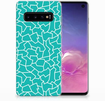 B2Ctelecom TPU Siliconen Hoesje Samsung S10 Design Cracks Blue