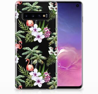 B2Ctelecom TPU Siliconen Hoesje Samsung S10 Design Flamingo Palms