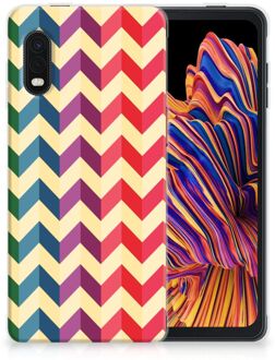 B2Ctelecom TPU Siliconen Hoesje Samsung Xcover Pro Doorzichtig Hoesje Zigzag Color