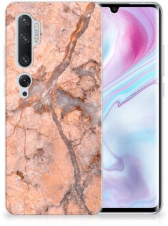 B2Ctelecom TPU Siliconen Hoesje Xiaomi Mi Note 10 Pro Marmer Oranje