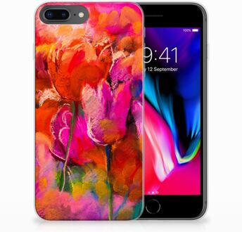 B2Ctelecom TPU Siliconen iPhone 8 Plus | 7 Plus Backcase Hoesje Design Tulpen