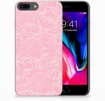 B2Ctelecom TPU Siliconen iPhone 8 Plus | 7 Plus Backcase Hoesje Design White Flowers