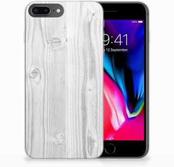 B2Ctelecom TPU Siliconen iPhone 8 Plus | 7 Plus Backcase Hoesje Design White Wood