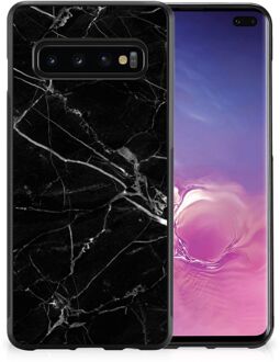 B2Ctelecom Transparant Hoesje Samsung Galaxy S10+ Smartphone Hoesje met Zwarte rand Marmer Zwart