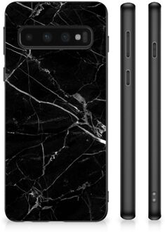 B2Ctelecom Transparant Hoesje Samsung Galaxy S10 Smartphone Hoesje met Zwarte rand Marmer Zwart