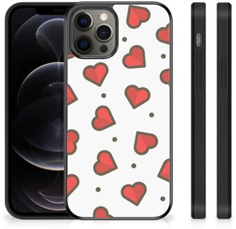 B2Ctelecom Transparant Hoesje Super als Sinterklaas Cadeautje iPhone 12 Pro Max Silicone Hoesje met Zwarte rand Hearts