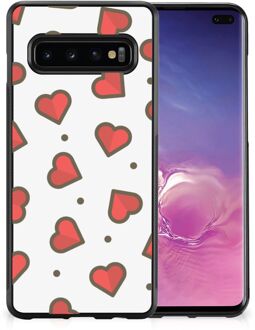 B2Ctelecom Transparant Hoesje Super als Sinterklaas Cadeautje Samsung Galaxy S10+ Silicone Hoesje met Zwarte rand Hearts