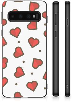 B2Ctelecom Transparant Hoesje Super als Sinterklaas Cadeautje Samsung Galaxy S10 Silicone Hoesje met Zwarte rand Hearts