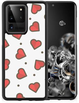 B2Ctelecom Transparant Hoesje Super als Sinterklaas Cadeautje Samsung Galaxy S20 Ultra Silicone Hoesje met Zwarte rand Hearts