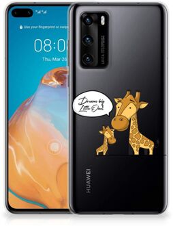 B2Ctelecom Trendy Telefoonhoesjes Huawei P40 Smartphone Hoesje Doorzichtig Giraffe