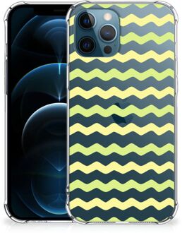 B2Ctelecom Trendy Telefoonhoesjes iPhone 12 | 12 Pro Telefoonhoesje  met doorzichtige rand Waves Yellow