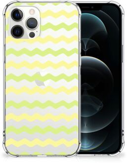 B2Ctelecom Trendy Telefoonhoesjes iPhone 12 Pro Max Telefoonhoesje  met doorzichtige rand Waves Yellow