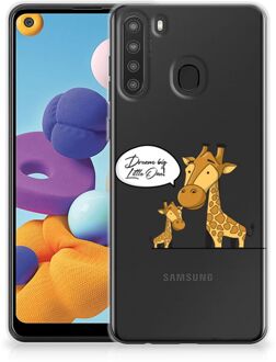 B2Ctelecom Trendy Telefoonhoesjes Samsung Galaxy A21 Smartphone Hoesje Doorzichtig Giraffe