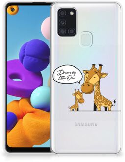 B2Ctelecom Trendy Telefoonhoesjes Samsung Galaxy A21s Smartphone Hoesje Doorzichtig Giraffe