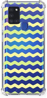 B2Ctelecom Trendy Telefoonhoesjes Samsung Galaxy A21s Telefoonhoesje  met doorzichtige rand Waves Yellow