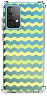 B2Ctelecom Trendy Telefoonhoesjes Samsung Galaxy A52 4G/5G Telefoonhoesje  met doorzichtige rand Waves Yellow