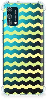 B2Ctelecom Trendy Telefoonhoesjes Samsung Galaxy M02s | A02s Telefoonhoesje  met doorzichtige rand Waves Yellow