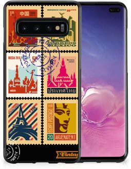 B2Ctelecom Trendy Telefoonhoesjes Samsung Galaxy S10+ GSM Hoesje met Zwarte rand Postzegels