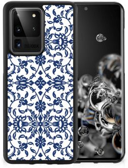 B2Ctelecom Trendy Telefoonhoesjes Samsung Galaxy S20 Ultra GSM Hoesje met Zwarte rand Flower Blue