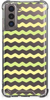 B2Ctelecom Trendy Telefoonhoesjes Samsung Galaxy S21 Telefoonhoesje  met doorzichtige rand Waves Yellow