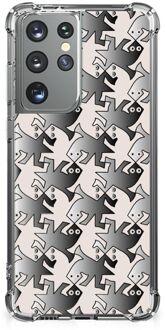 B2Ctelecom Trendy Telefoonhoesjes Samsung Galaxy S21 Ultra Telefoonhoesje  met doorzichtige rand Salamander Grey