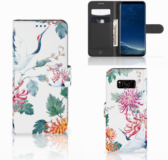 B2Ctelecom Uniek Boekhoesje Bird Flowers Geschikt voor Samsung Galaxy S8