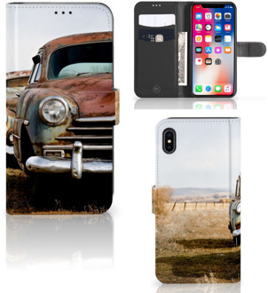 B2Ctelecom Uniek Boekhoesje Vintage Auto Geschikt voor Apple iPhone Xs Max