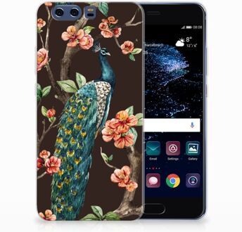 B2Ctelecom Uniek TPU Hoesje Pauw met Bloemen Huawei P10 Plus