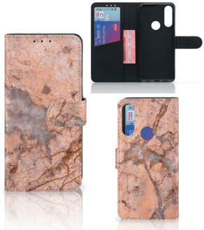 B2Ctelecom Wallet Book Case Alcatel 1S 2020 Telefoon Hoesje Marmer Oranje