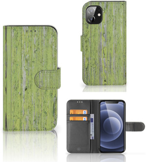 B2Ctelecom Wallet Book Case Apple iPhone 12 Mini Telefoon Hoesje Green Wood