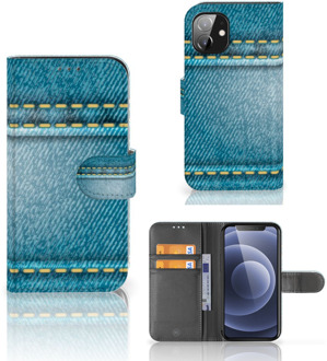 B2Ctelecom Wallet Book Case Apple iPhone 12 Mini Telefoon Hoesje Jeans