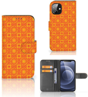 B2Ctelecom Wallet Book Case Apple iPhone 12 Mini Telefoonhoesje Batik Orange