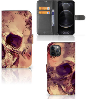 B2Ctelecom Wallet Book Case Apple iPhone 12 Pro Max Smartphone Hoesje Skullhead