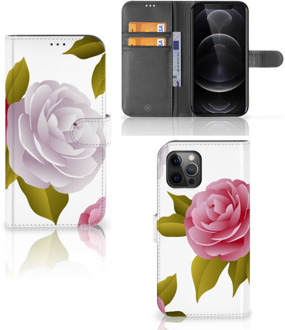 B2Ctelecom Wallet Book Case Apple iPhone 12 Pro Max Telefoon Hoesje Cadeau voor haar Roses