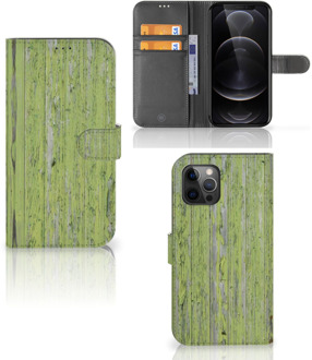 B2Ctelecom Wallet Book Case Apple iPhone 12 Pro Max Telefoon Hoesje Green Wood