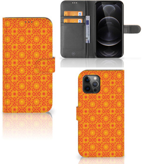 B2Ctelecom Wallet Book Case Apple iPhone 12 Pro Max Telefoonhoesje Batik Orange