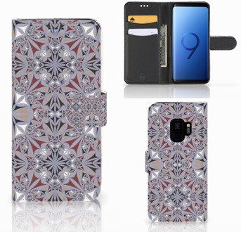 B2Ctelecom Wallet Book Case Hoesje Samsung Galaxy S9 Design Flower Tiles