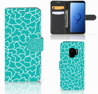 B2Ctelecom Wallet Book Case Hoesje Samsung S9 Design Cracks Blue