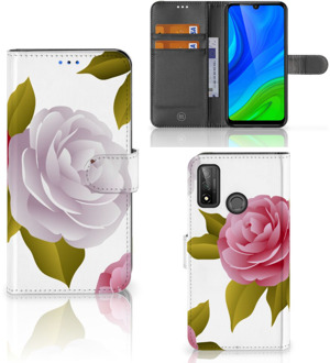 B2Ctelecom Wallet Book Case Huawei P Smart 2020 Telefoon Hoesje Cadeau voor haar Roses