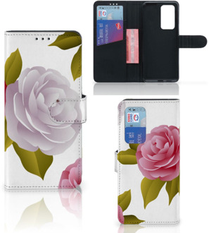 B2Ctelecom Wallet Book Case Huawei P40 Pro Telefoon Hoesje Cadeau voor haar Roses