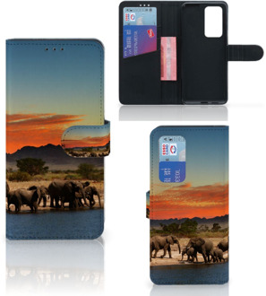 B2Ctelecom Wallet Book Case Huawei P40 Pro Telefoon Hoesje Olifanten