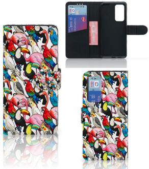 B2Ctelecom Wallet Book Case Huawei P40 Telefoon Hoesje Birds