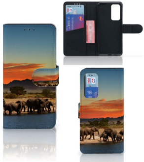 B2Ctelecom Wallet Book Case Huawei P40 Telefoon Hoesje Olifanten