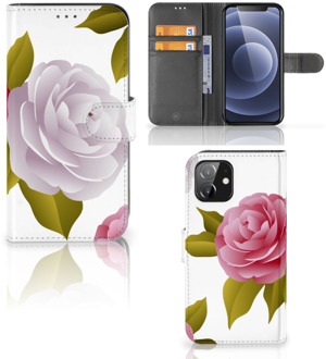 B2Ctelecom Wallet Book Case iPhone 12 | 12 Pro (6.1") Telefoon Hoesje Cadeau voor haar Roses