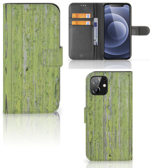 B2Ctelecom Wallet Book Case iPhone 12 | 12 Pro (6.1") Telefoon Hoesje Green Wood