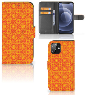 B2Ctelecom Wallet Book Case iPhone 12 | 12 Pro (6.1") Telefoonhoesje Batik Orange