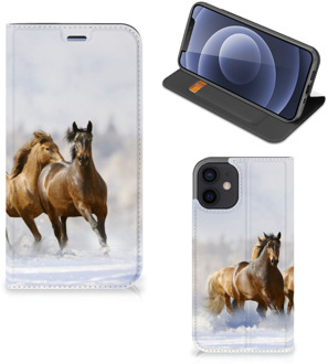 B2Ctelecom Wallet Book Case iPhone 12 Mini Smart Cover Hoesje Paarden